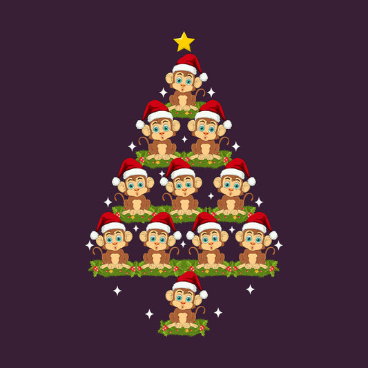 Christmas Santa Monkey Tree Holiday Xmas Jungle Animal | PRODUCT CODE: CHMSNAMKYRE