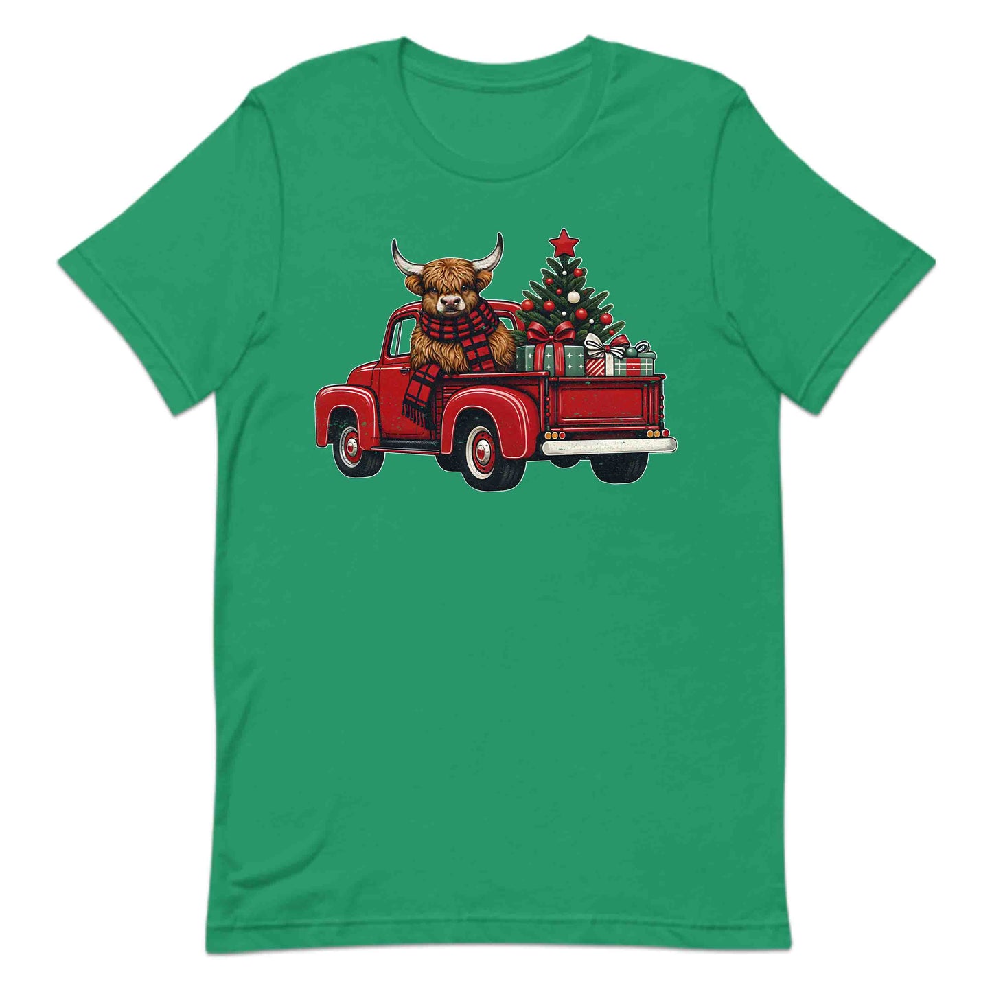 Christmas Highland Cow Vintage Red Christmas Tree Truck Heifer Cow Xmas | PRODUCT CODE: CHTHGLMDCWP
