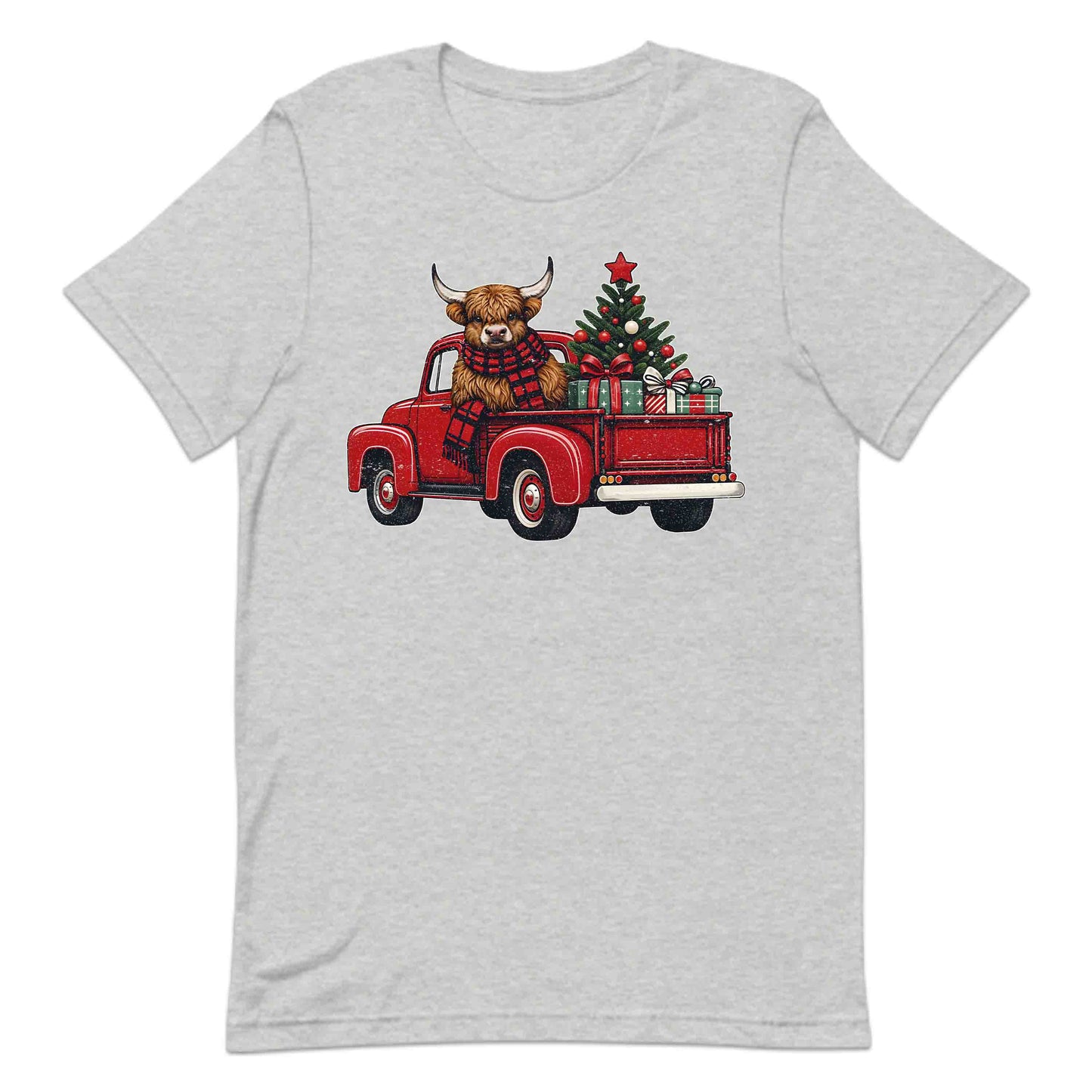 Christmas Highland Cow Vintage Red Christmas Tree Truck Heifer Cow Xmas | PRODUCT CODE: CHTHGLMDCWP