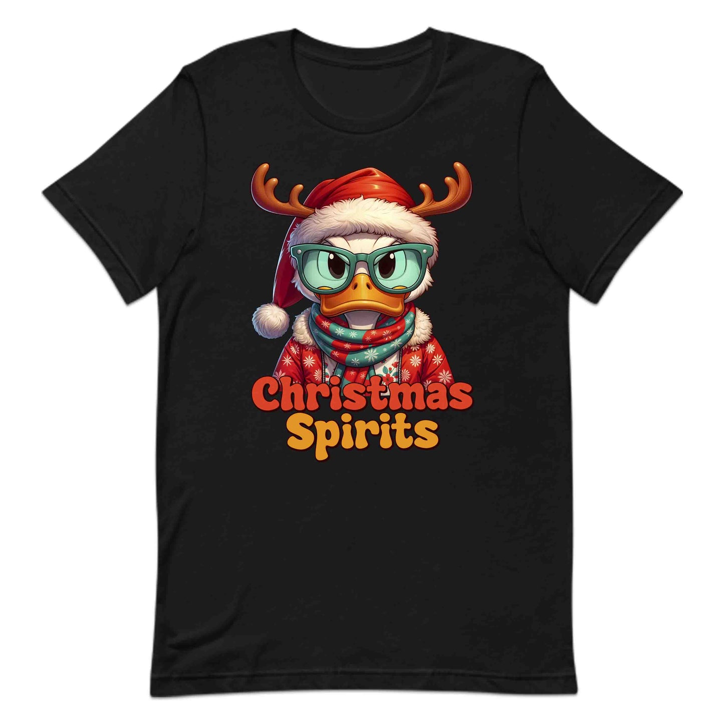 Christmas Spirits Duck with Reindeer Antlers and Glasses Xmas Sarcastic Duck | PRODUCT CODE: CHTSPRDKURNA