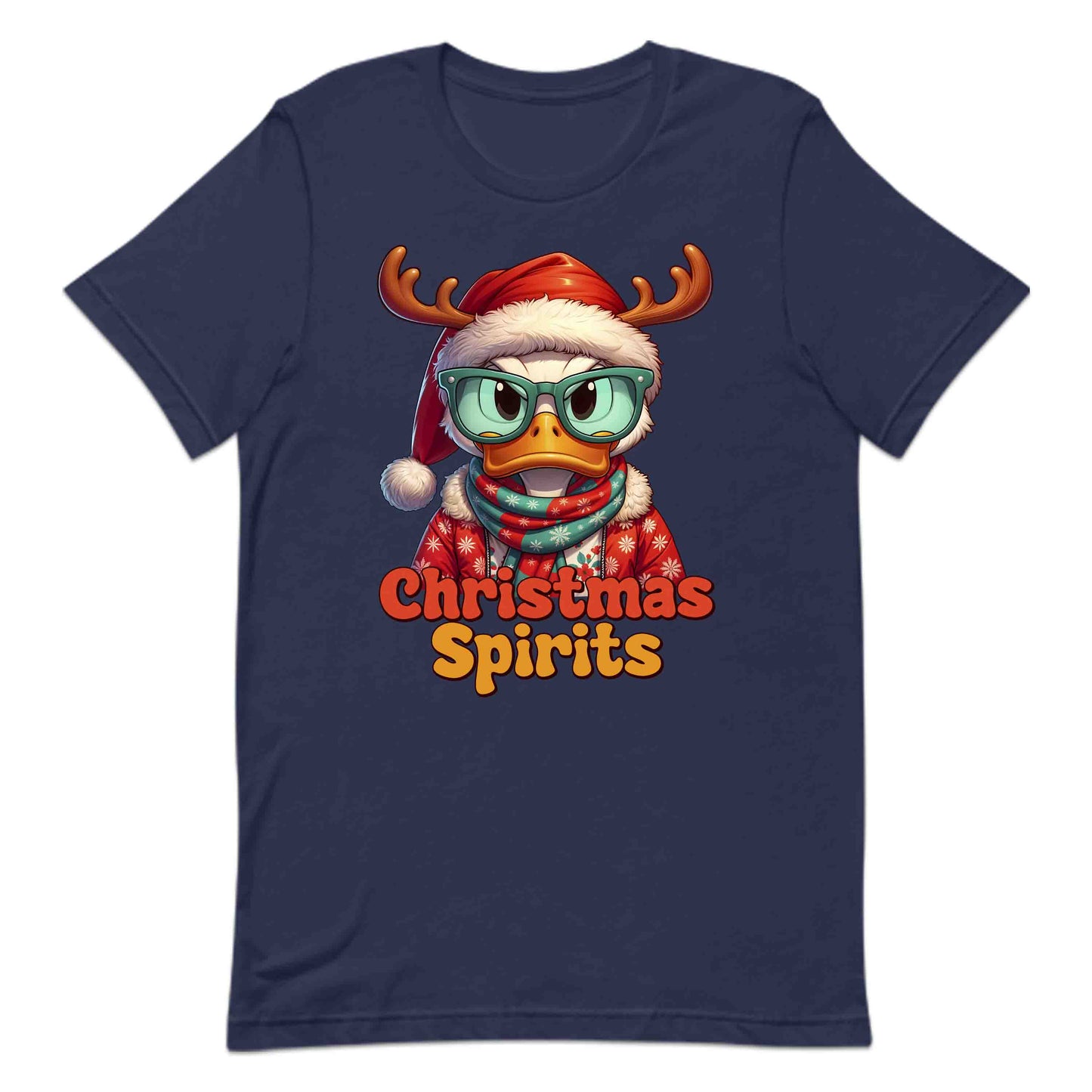 Christmas Spirits Duck with Reindeer Antlers and Glasses Xmas Sarcastic Duck | PRODUCT CODE: CHTSPRDKURNA