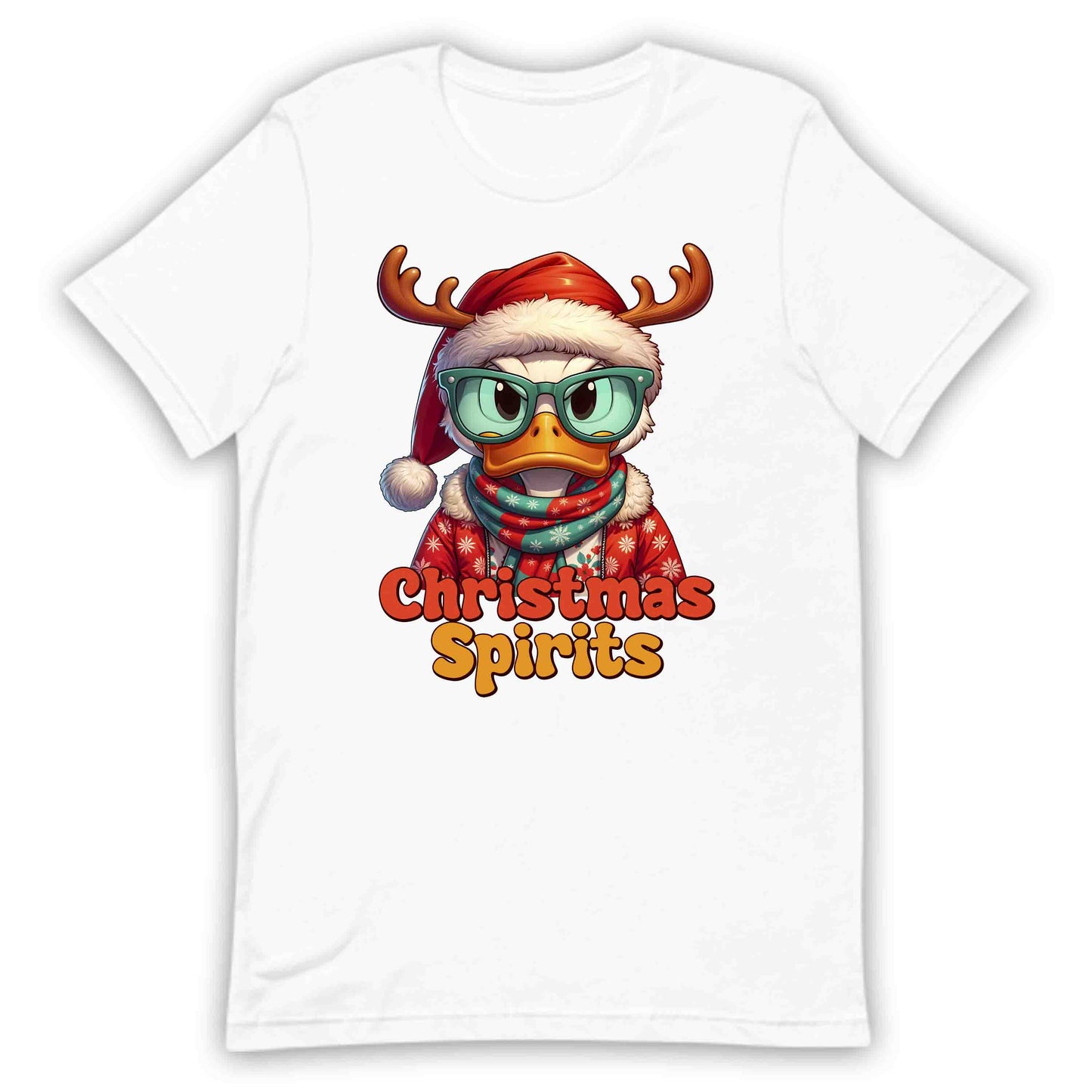 Christmas Spirits Duck with Reindeer Antlers and Glasses Xmas Sarcastic Duck | PRODUCT CODE: CHTSPRDKURNA