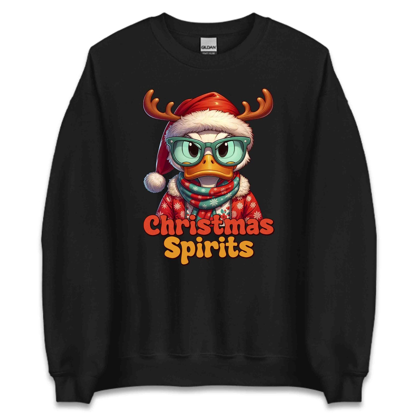 Christmas Spirits Duck with Reindeer Antlers and Glasses Xmas Sarcastic Duck | PRODUCT CODE: CHTSPRDKURNA