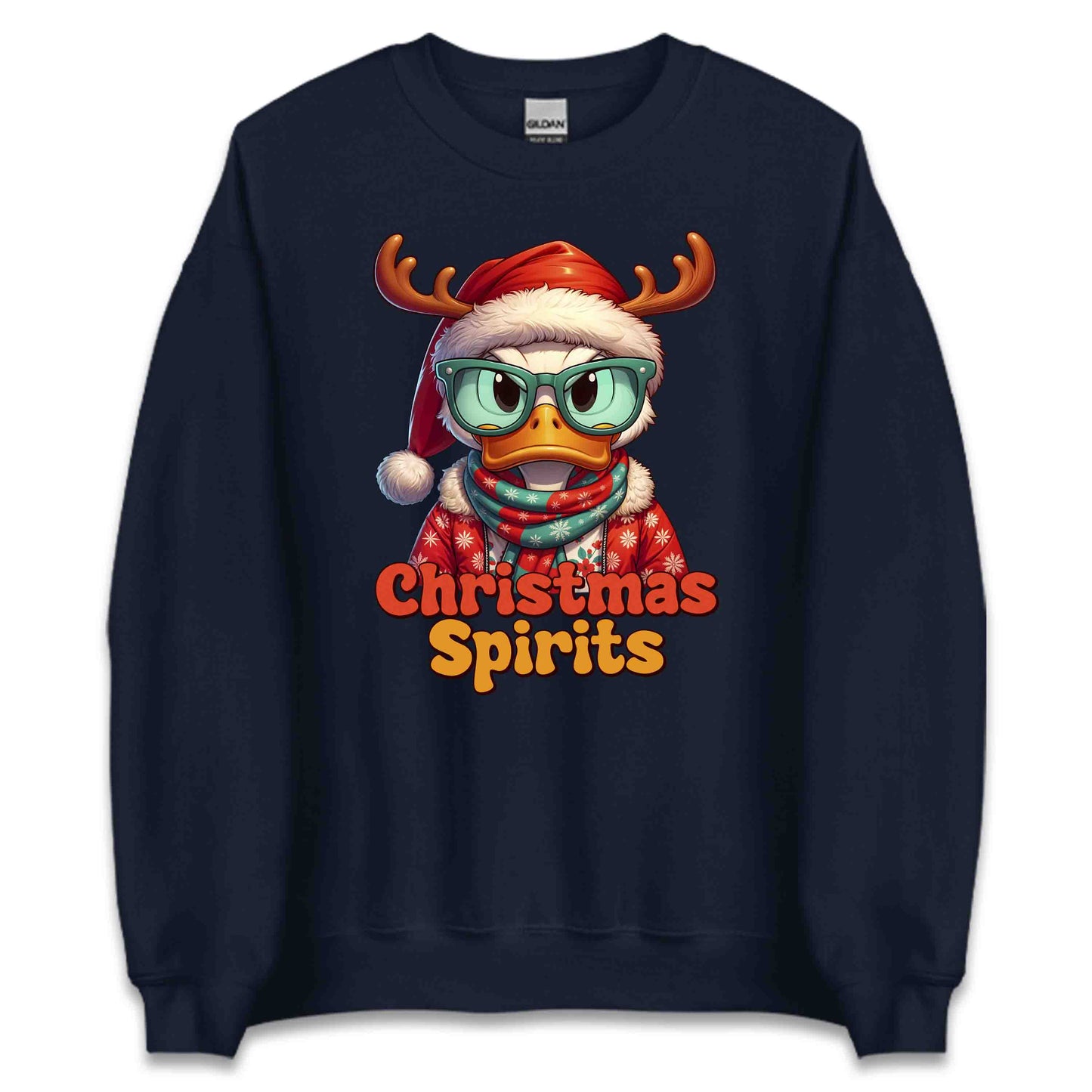 Christmas Spirits Duck with Reindeer Antlers and Glasses Xmas Sarcastic Duck | PRODUCT CODE: CHTSPRDKURNA