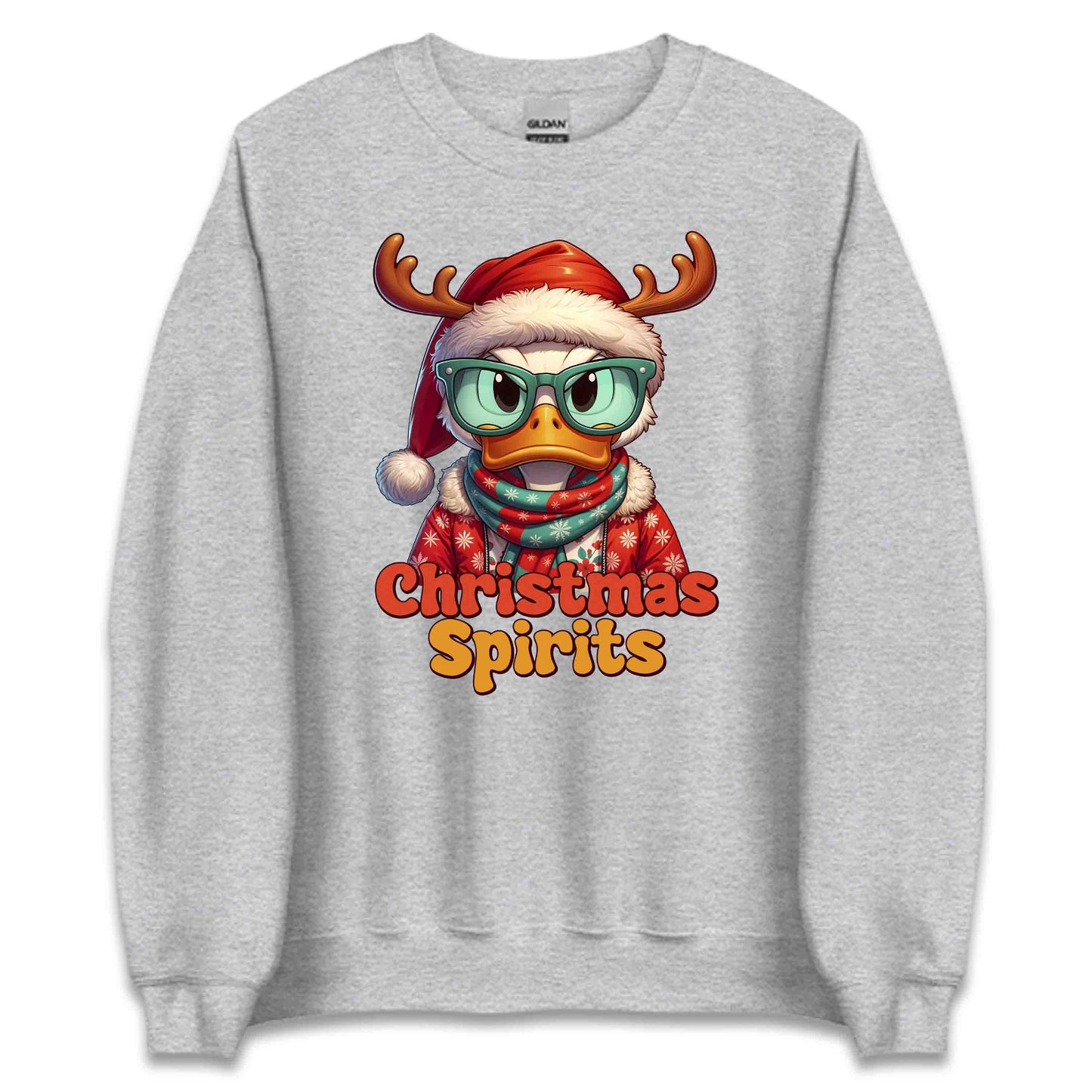 Christmas Spirits Duck with Reindeer Antlers and Glasses Xmas Sarcastic Duck | PRODUCT CODE: CHTSPRDKURNA