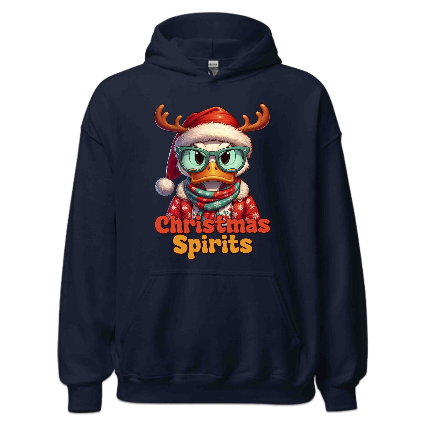 Christmas Spirits Duck with Reindeer Antlers and Glasses Xmas Sarcastic Duck | PRODUCT CODE: CHTSPRDKURNA
