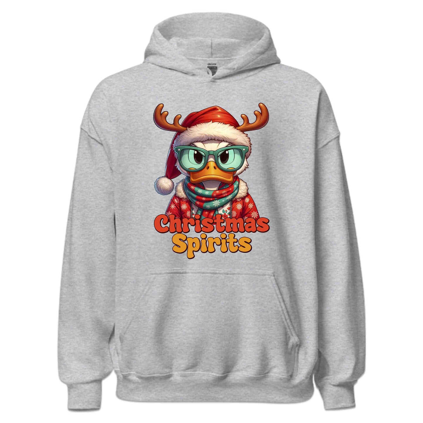 Christmas Spirits Duck with Reindeer Antlers and Glasses Xmas Sarcastic Duck | PRODUCT CODE: CHTSPRDKURNA