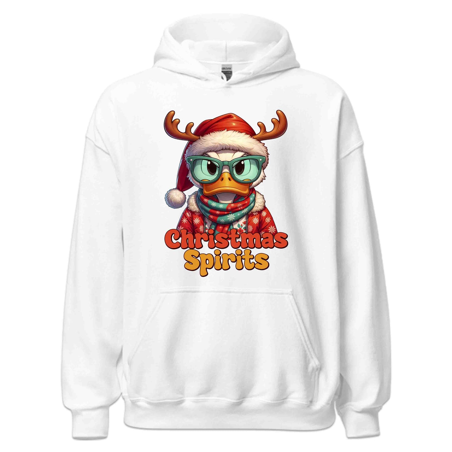 Christmas Spirits Duck with Reindeer Antlers and Glasses Xmas Sarcastic Duck | PRODUCT CODE: CHTSPRDKURNA