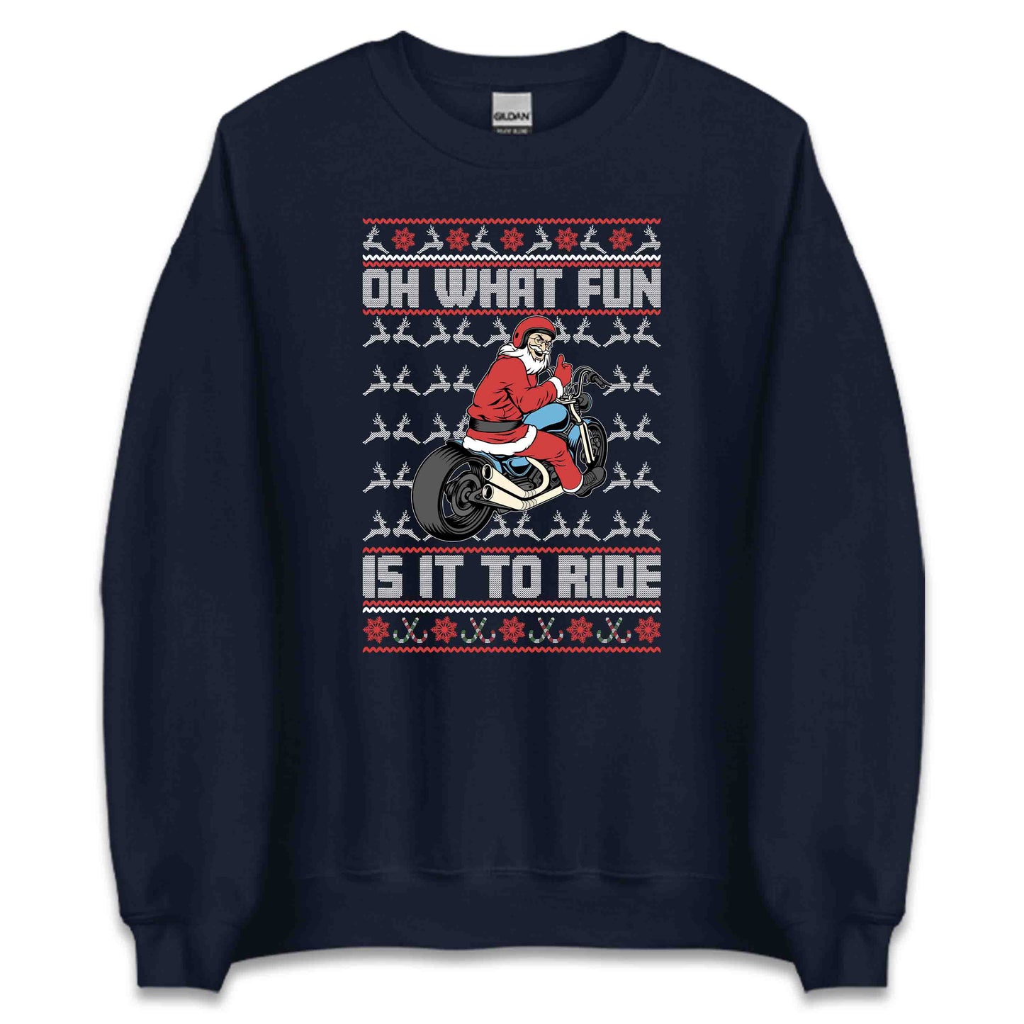 Christmas Motorbike Rider Oh What Fun It Is To Ride Santa Biker Xmas | PRODUCT CODE: CRTMOBKRDHW
