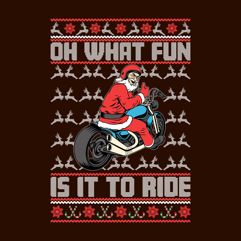 Christmas Motorbike Rider Oh What Fun It Is To Ride Santa Biker Xmas | PRODUCT CODE: CRTMOBKRDHW