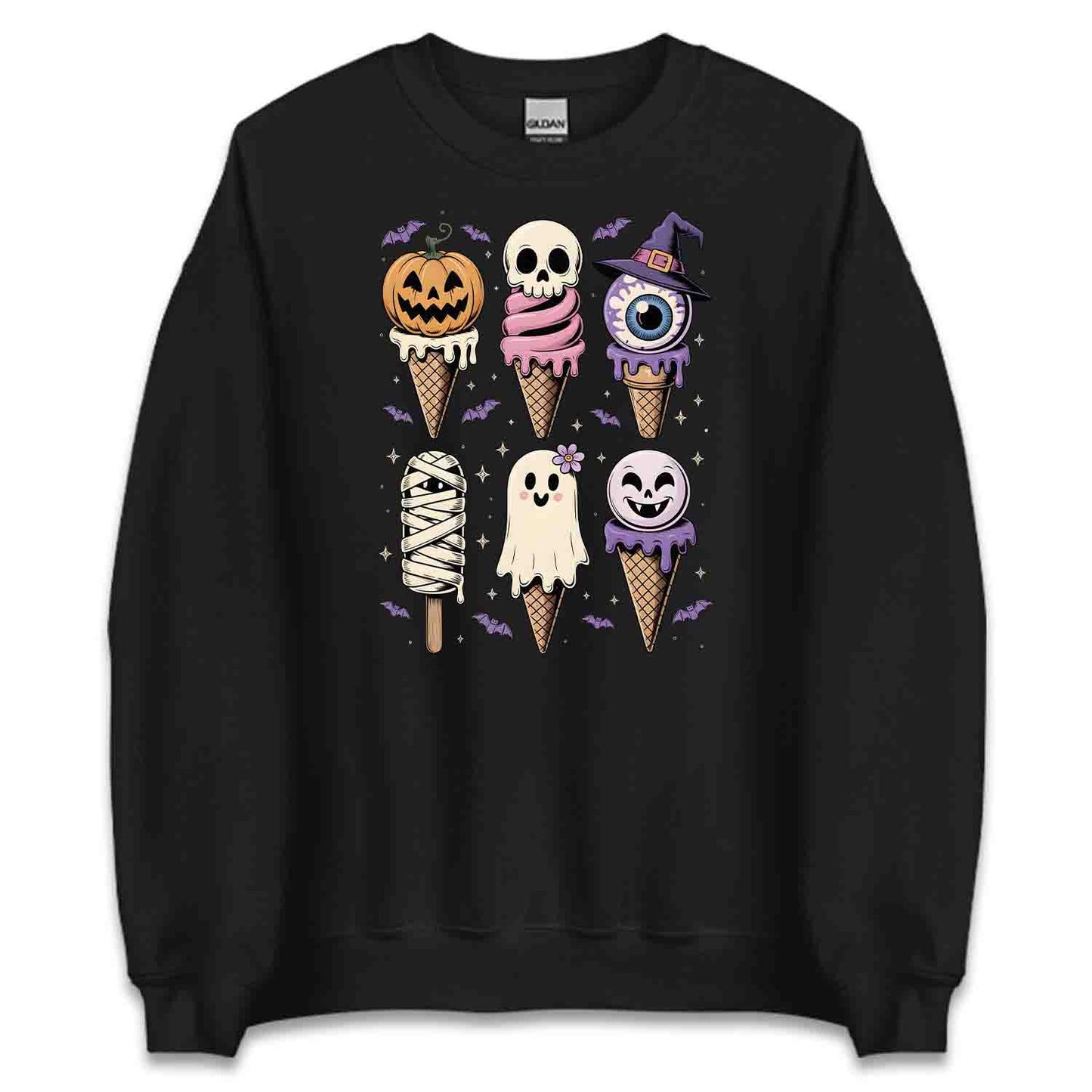 Cute Halloween Ice Cream T-Shirt, Spooky Treats Sweatshirt, Kawaii Candy Hoodie | PRODUCT CODE: CTYHANLSCM