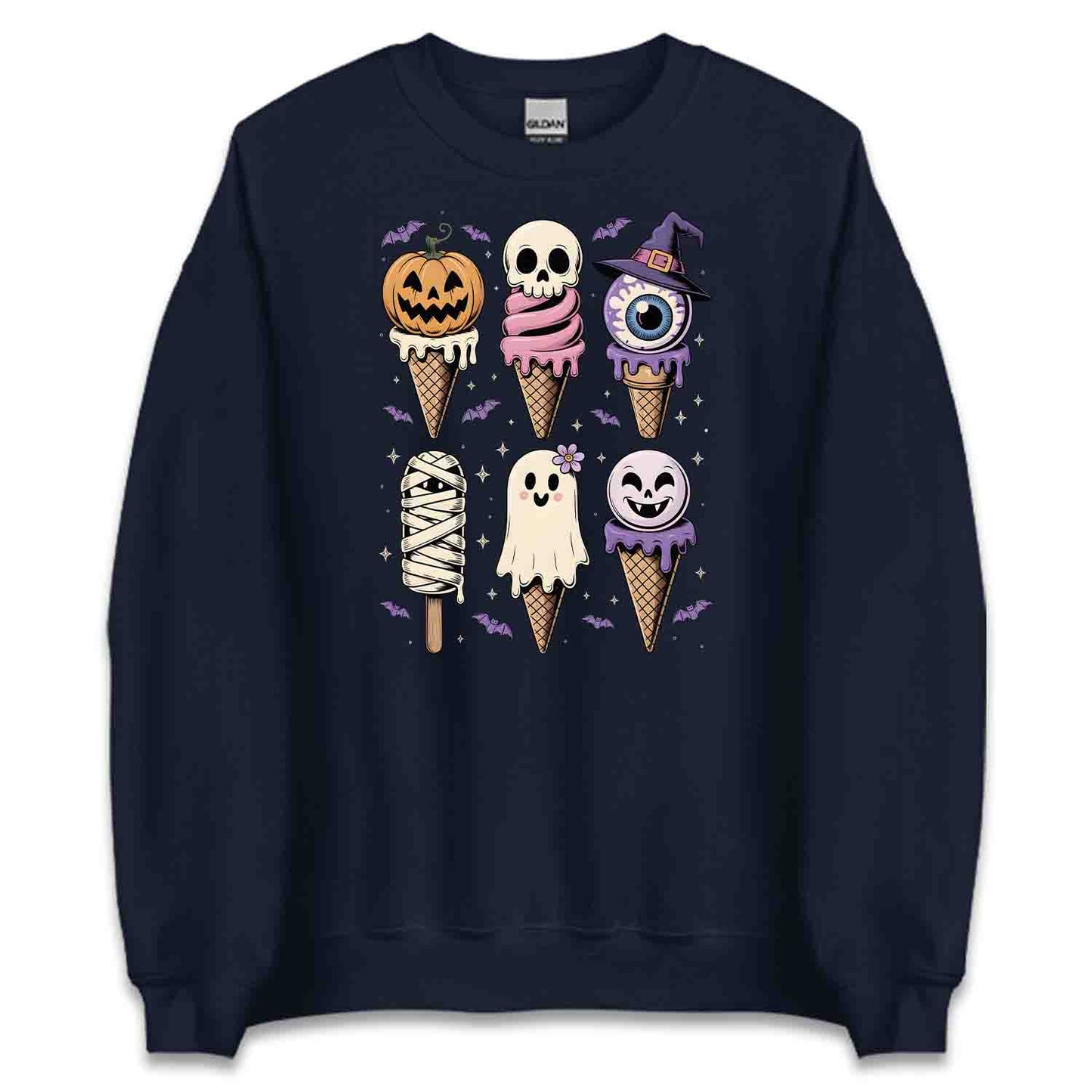 Cute Halloween Ice Cream T-Shirt, Spooky Treats Sweatshirt, Kawaii Candy Hoodie | PRODUCT CODE: CTYHANLSCM