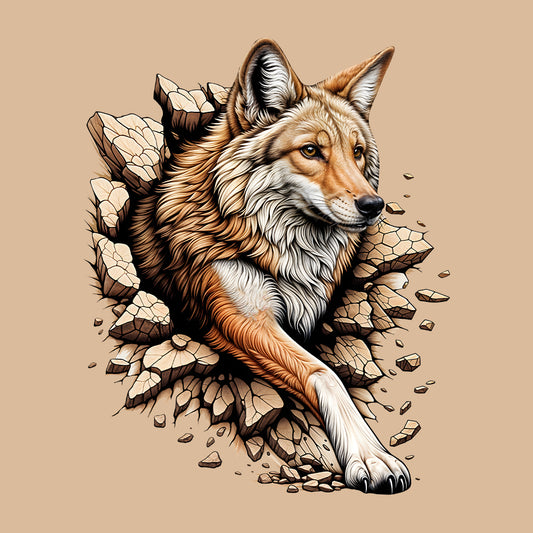 Coyote Breaking Through Wall 3D Realistic Coyote | PRODUCT CODE: CYTEBRKNWLEN