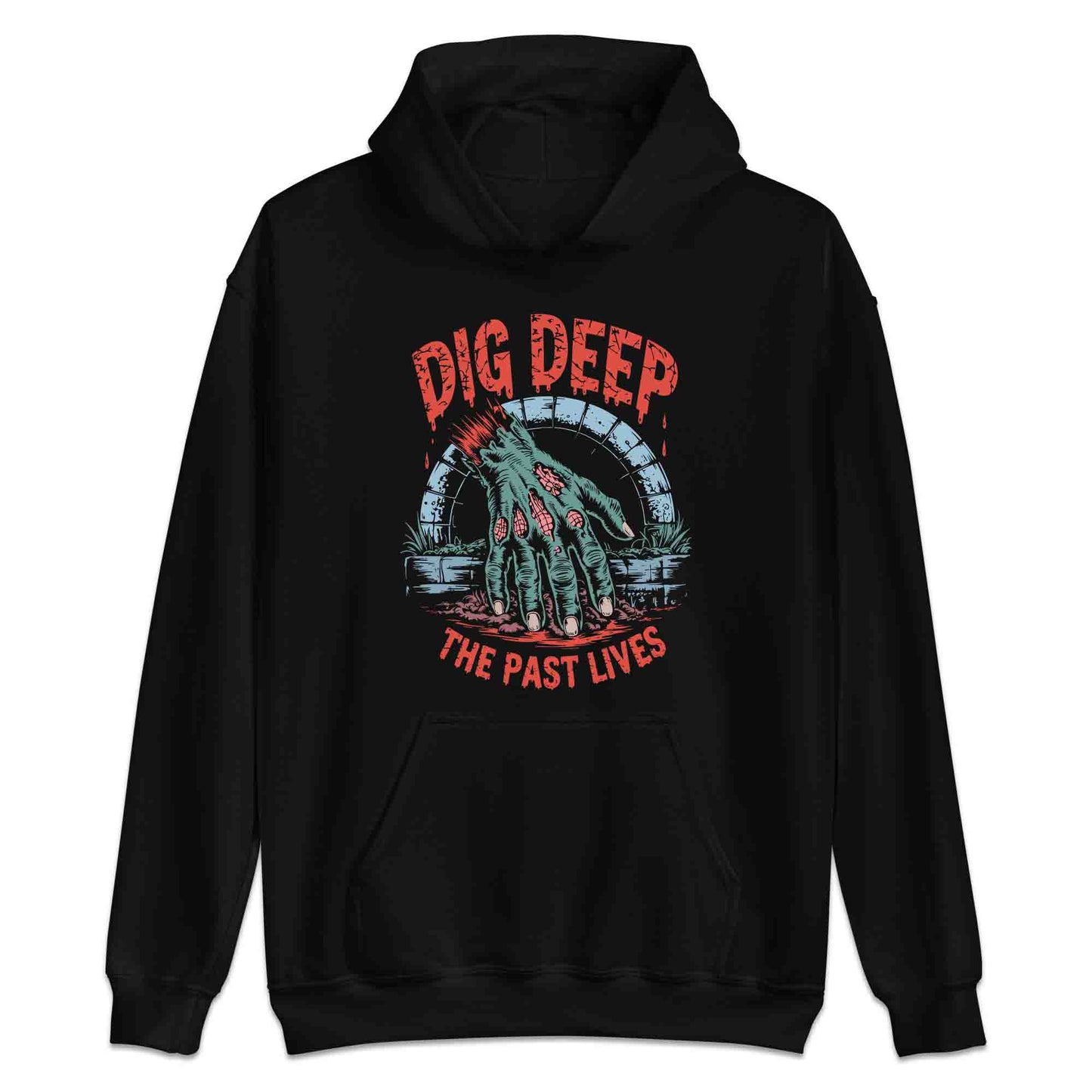 Dig Deep Zombie Hand T-Shirt, Spooky Graveyard Sweatshirt, Creepy Undead Hoodie | PRODUCT CODE: DGWRELOPC