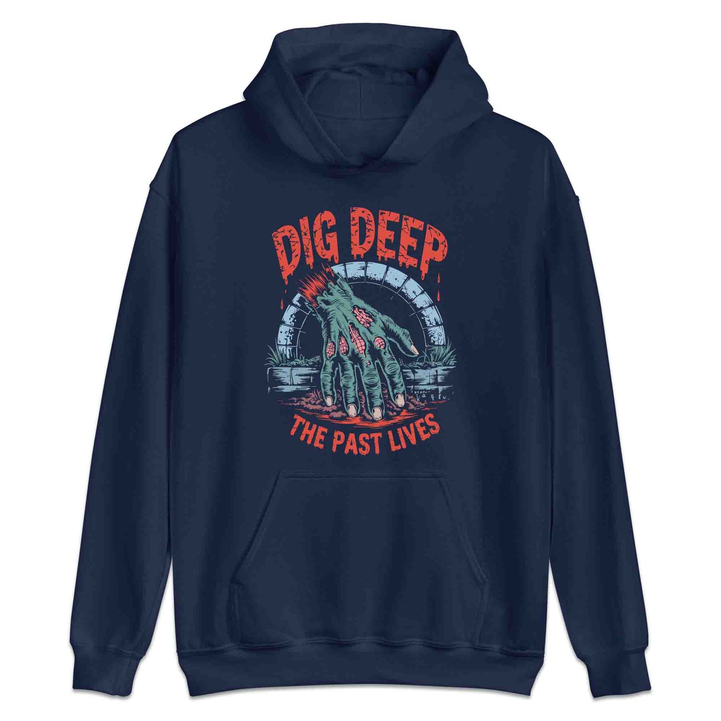Dig Deep Zombie Hand T-Shirt, Spooky Graveyard Sweatshirt, Creepy Undead Hoodie | PRODUCT CODE: DGWRELOPC