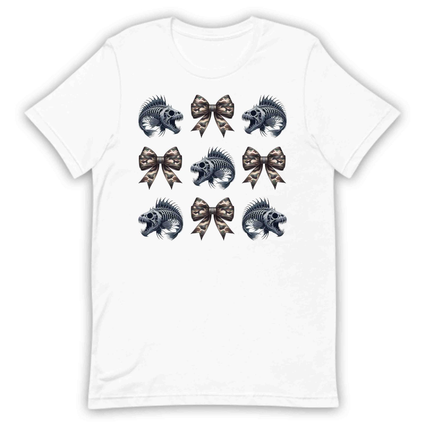 Dark Gothic Fish Skeleton Edgy Camouflage Bow Punk Rock Fishing Anglers | PRODUCT CODE: DKRGOHFSKNE