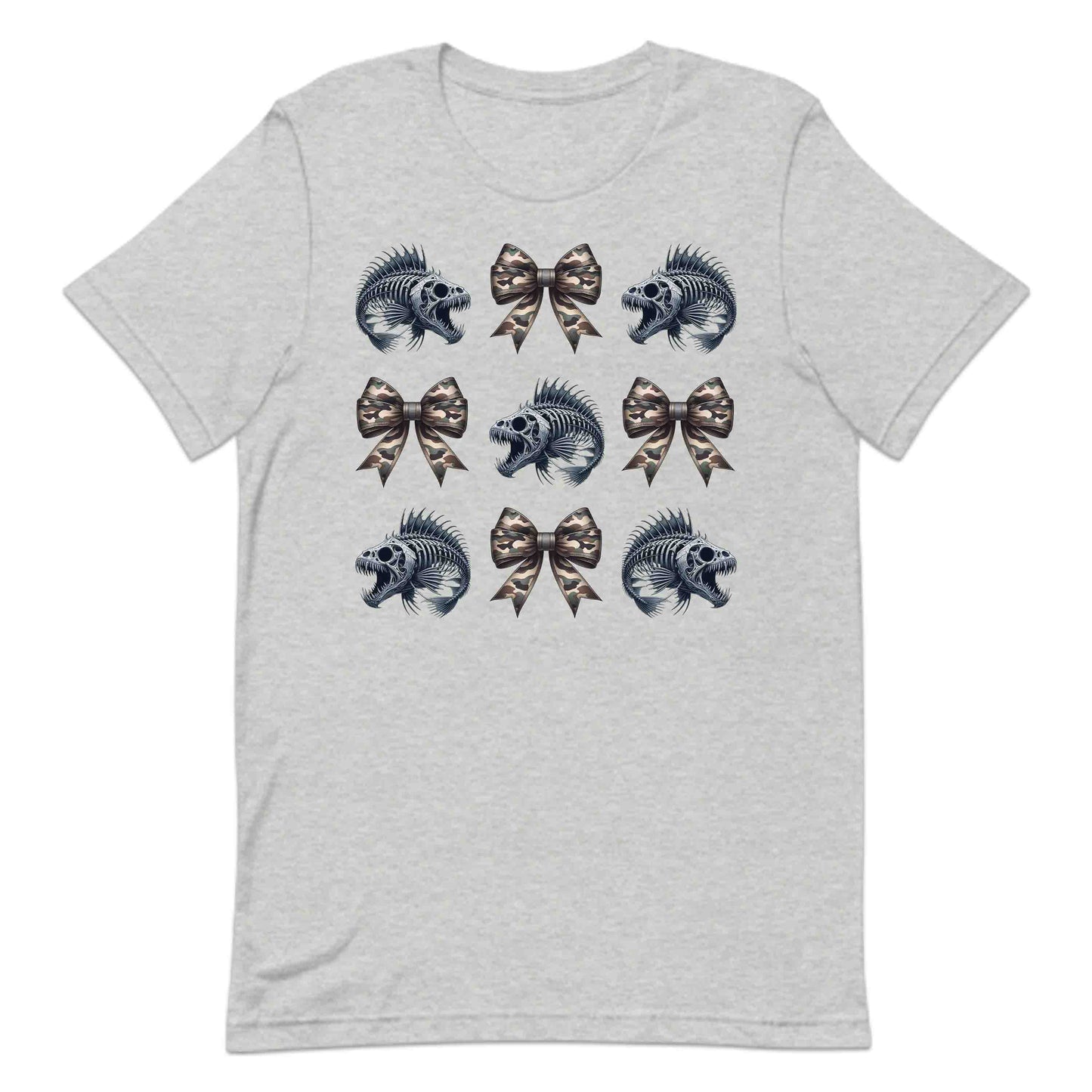 Dark Gothic Fish Skeleton Edgy Camouflage Bow Punk Rock Fishing Anglers | PRODUCT CODE: DKRGOHFSKNE