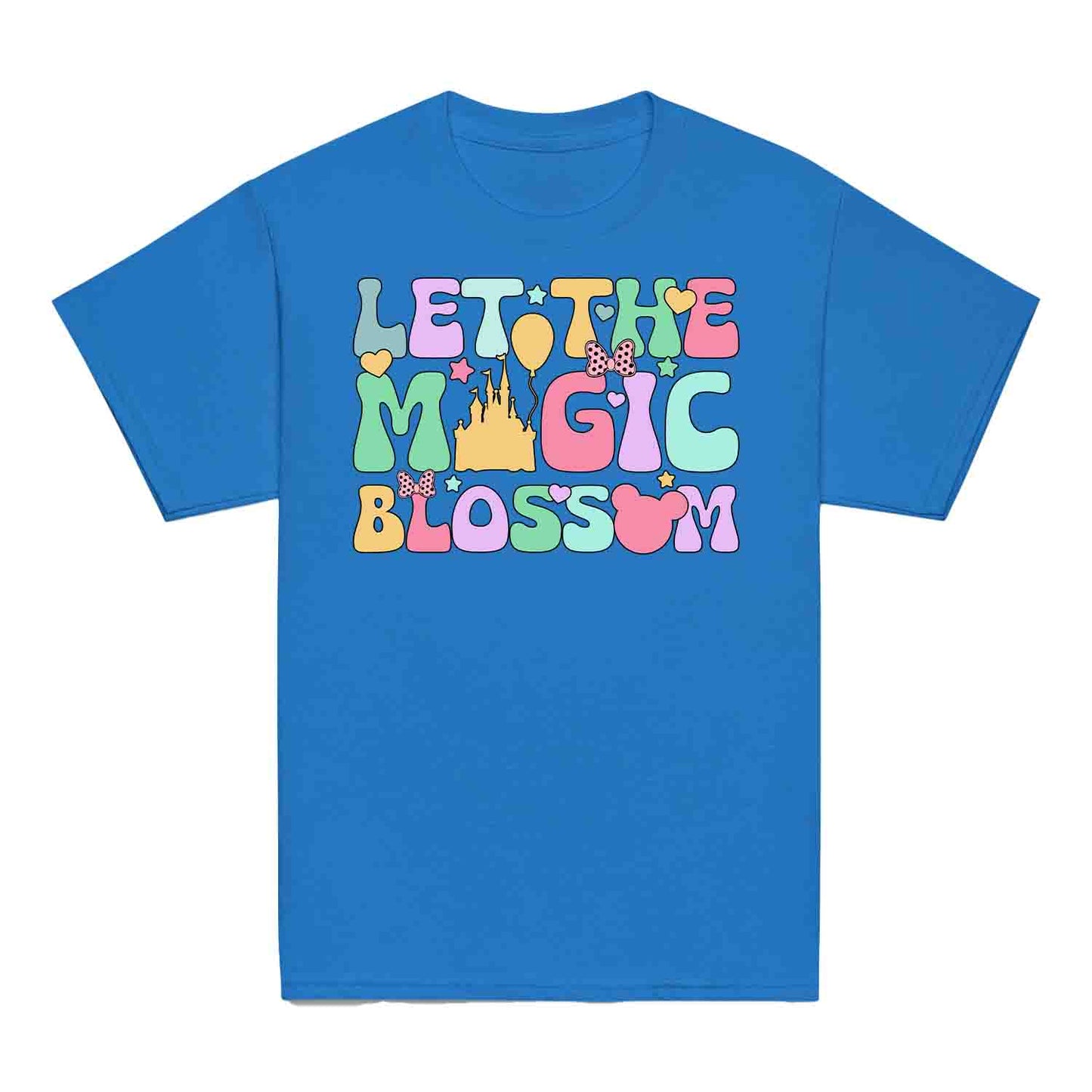 Disney Let the Magic Blossom Kids T-Shirt, Jumper & Hoodie – Pastel Castle & Mouse Ears for Fairy Tale Fans & Dreamy Park Trips | PRODUCT CODE: DMNBWERU