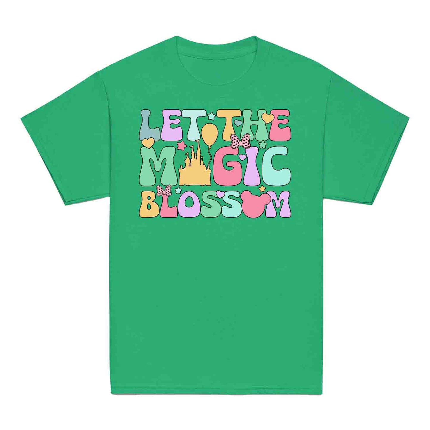 Disney Let the Magic Blossom Kids T-Shirt, Jumper & Hoodie – Pastel Castle & Mouse Ears for Fairy Tale Fans & Dreamy Park Trips | PRODUCT CODE: DMNBWERU