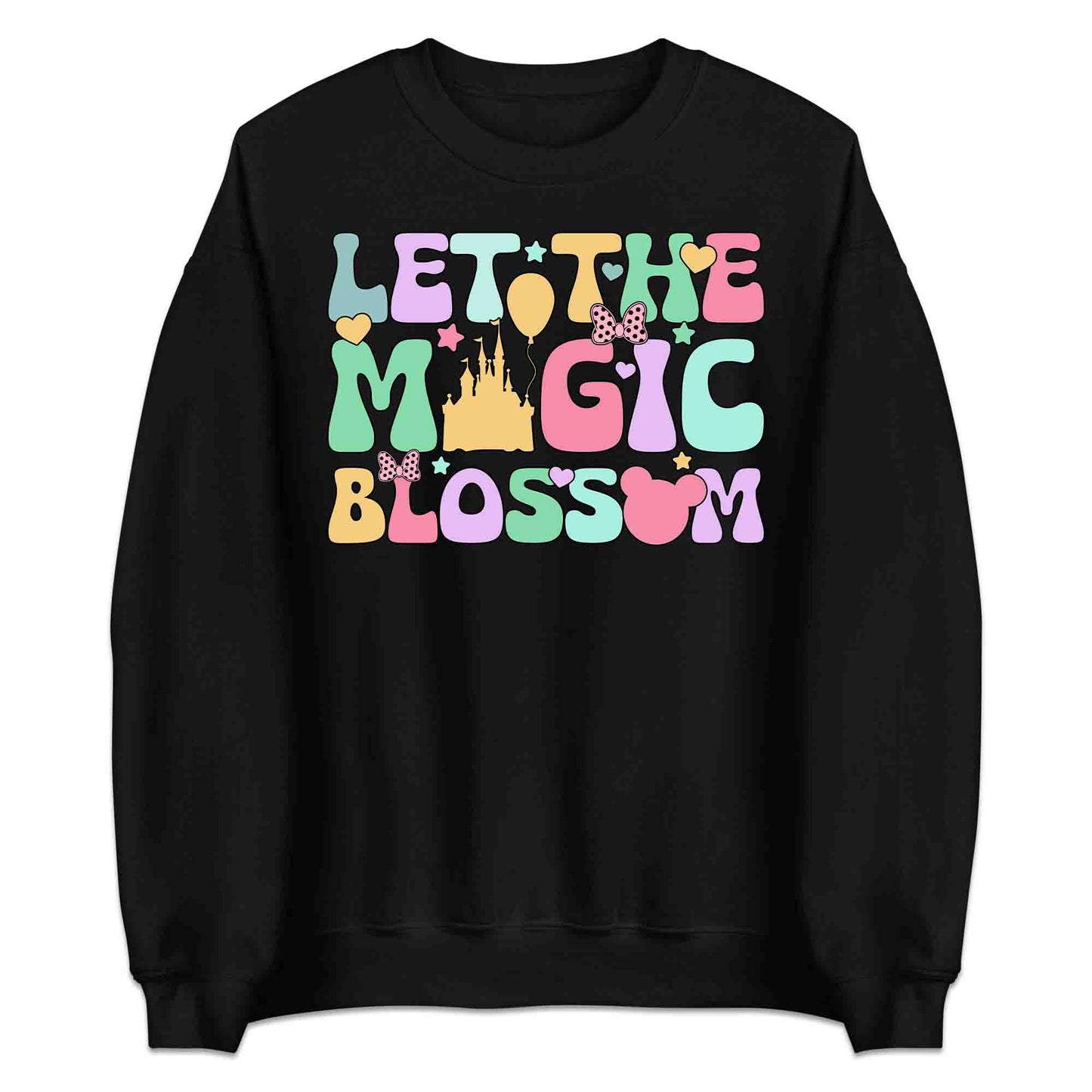 Disney Let the Magic Blossom T-Shirt, Jumper & Hoodie – Pastel Castle & Mouse Ears for Fairy Tale Fans & Dreamy Park Trips | PRODUCT CODE: DMNBWERU