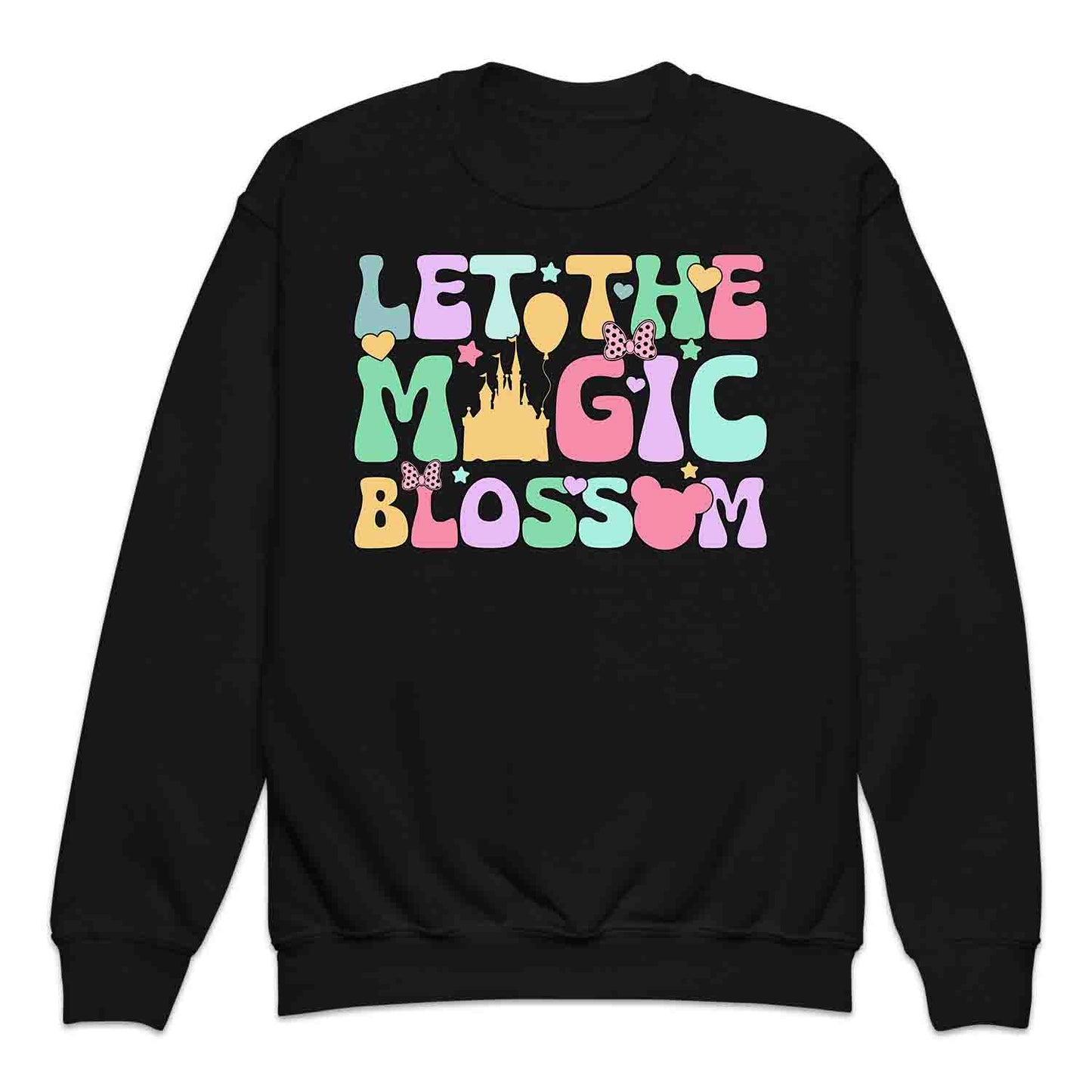 Disney Let the Magic Blossom Kids T-Shirt, Jumper & Hoodie – Pastel Castle & Mouse Ears for Fairy Tale Fans & Dreamy Park Trips | PRODUCT CODE: DMNBWERU