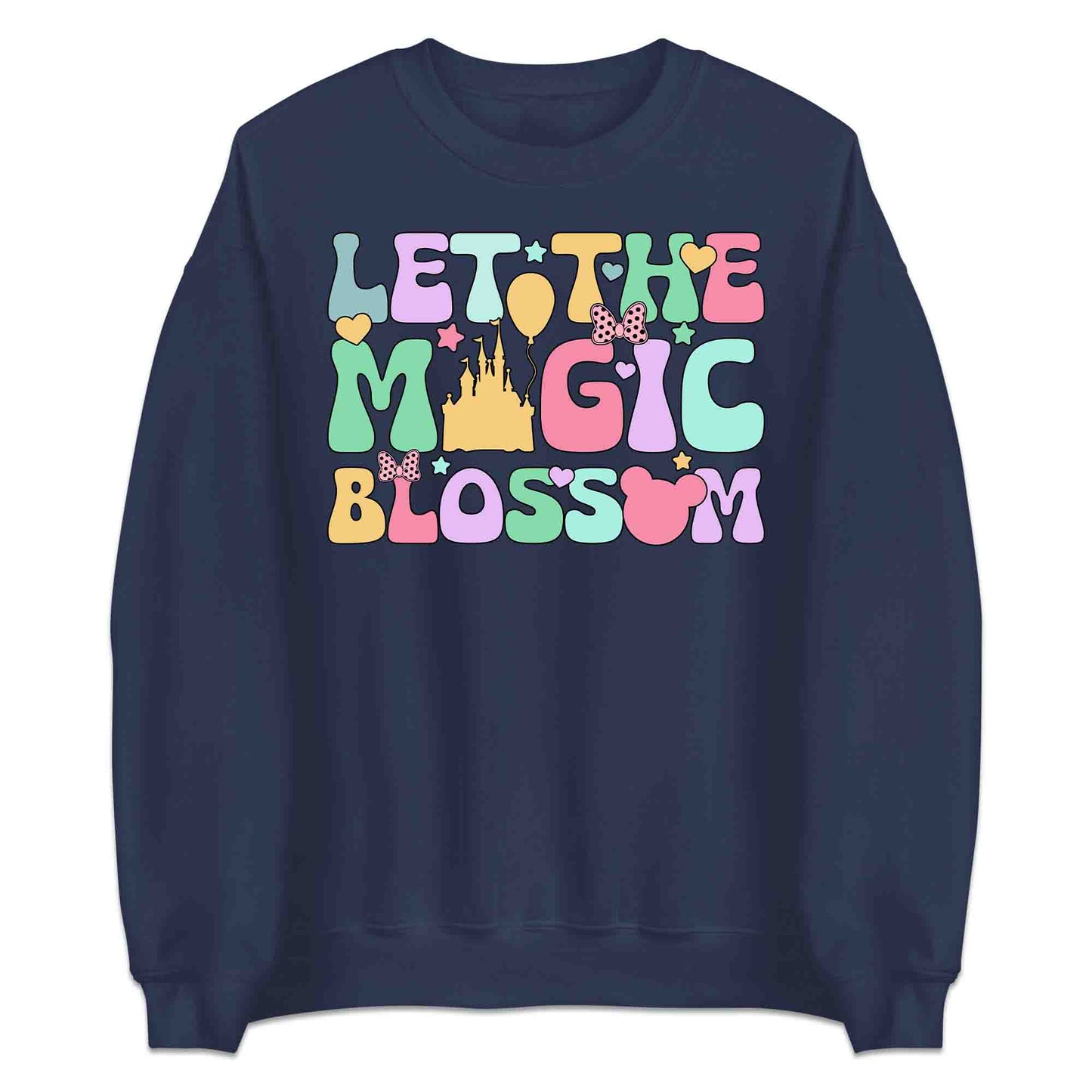 Disney Let the Magic Blossom T-Shirt, Jumper & Hoodie – Pastel Castle & Mouse Ears for Fairy Tale Fans & Dreamy Park Trips | PRODUCT CODE: DMNBWERU