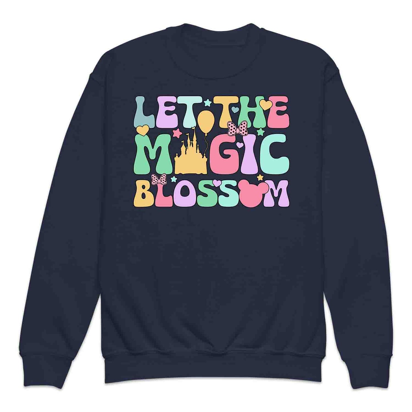 Disney Let the Magic Blossom Kids T-Shirt, Jumper & Hoodie – Pastel Castle & Mouse Ears for Fairy Tale Fans & Dreamy Park Trips | PRODUCT CODE: DMNBWERU