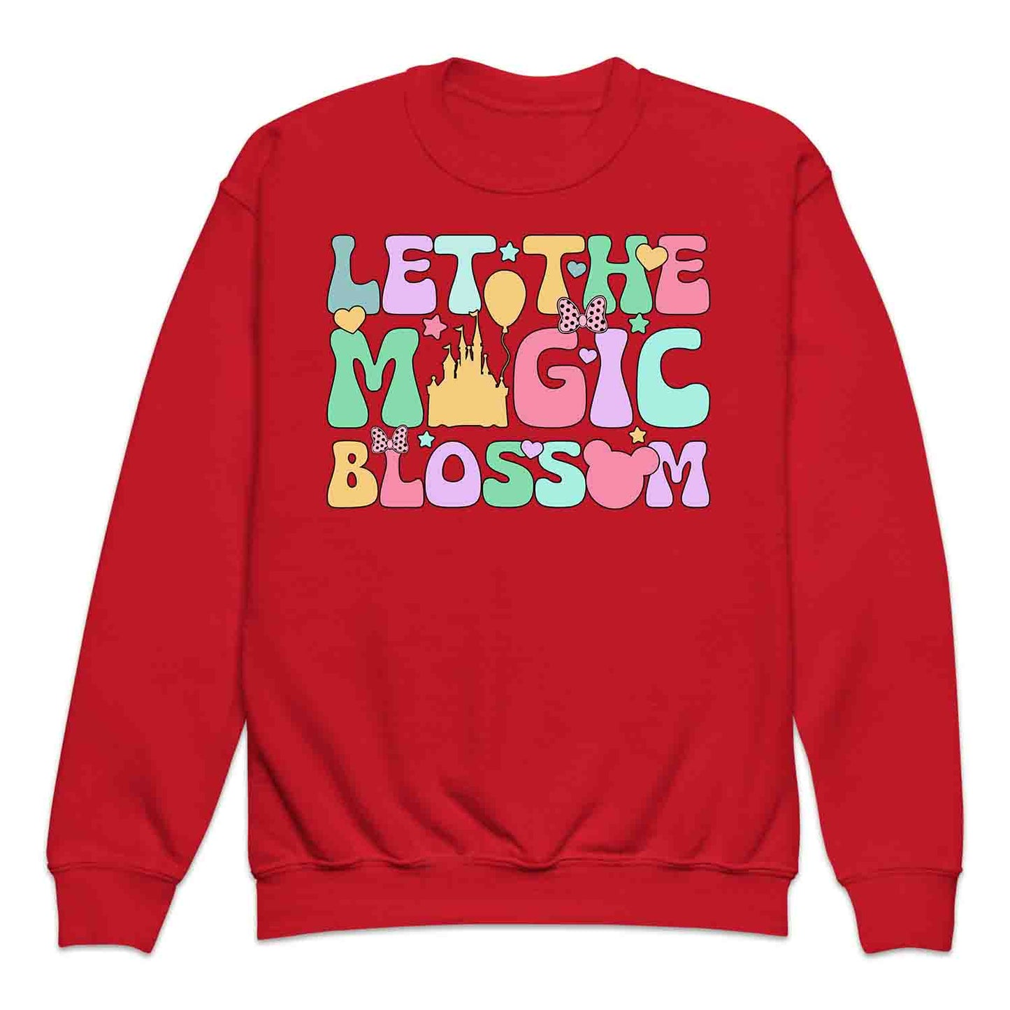 Disney Let the Magic Blossom Kids T-Shirt, Jumper & Hoodie – Pastel Castle & Mouse Ears for Fairy Tale Fans & Dreamy Park Trips | PRODUCT CODE: DMNBWERU