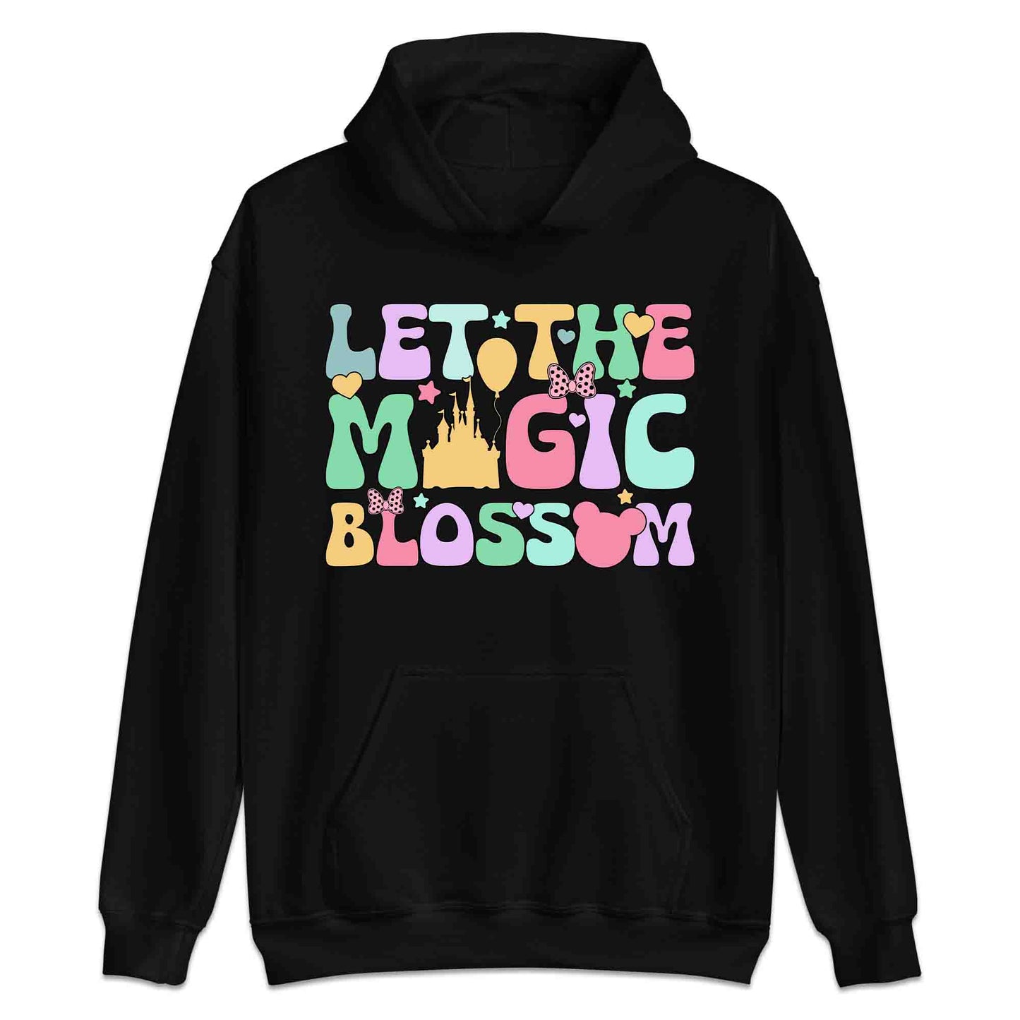 Disney Let the Magic Blossom T-Shirt, Jumper & Hoodie – Pastel Castle & Mouse Ears for Fairy Tale Fans & Dreamy Park Trips | PRODUCT CODE: DMNBWERU