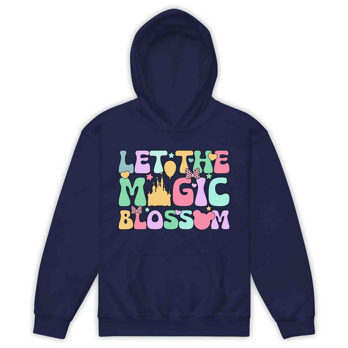 Disney Let the Magic Blossom Kids T-Shirt, Jumper & Hoodie – Pastel Castle & Mouse Ears for Fairy Tale Fans & Dreamy Park Trips | PRODUCT CODE: DMNBWERU