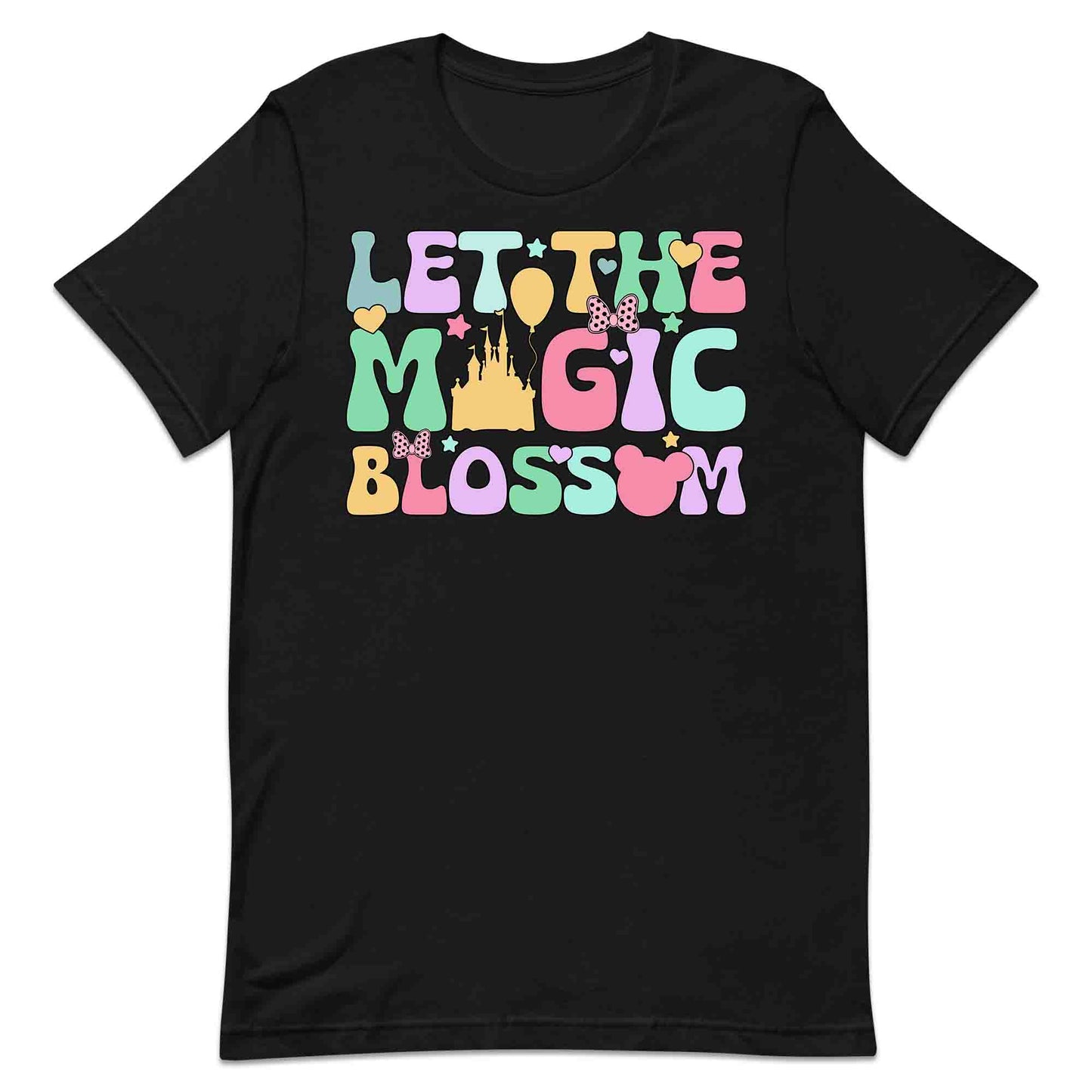 Disney Let the Magic Blossom T-Shirt, Jumper & Hoodie – Pastel Castle & Mouse Ears for Fairy Tale Fans & Dreamy Park Trips | PRODUCT CODE: DMNBWERU