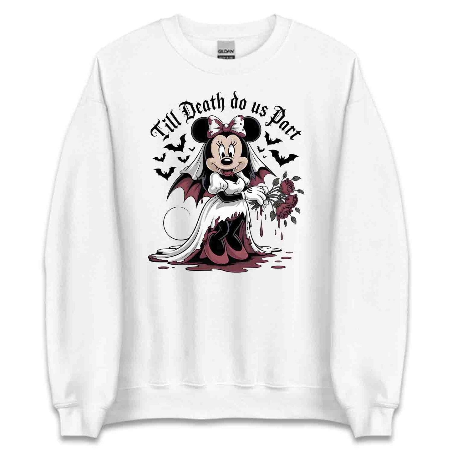 Minnie Mouse Vampire Bride T-Shirt, Gothic Wedding Sweatshirt, Haunted Mansion Hoodie | PRODUCT CODE: DMNWEIUAS
