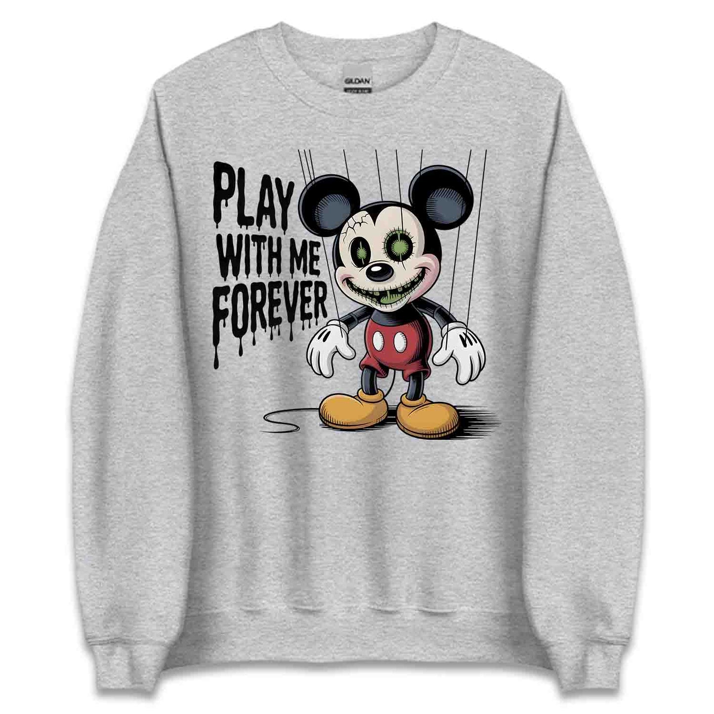 Disney Mickey Mouse Puppet Strings T-Shirt, Haunted Doll Vibes Tee, Spooky Halloween Cartoon Top | PRODUCT CODE: DNMWBEUOS