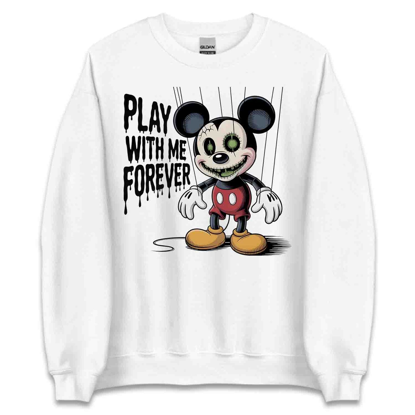 Disney Mickey Mouse Puppet Strings T-Shirt, Haunted Doll Vibes Tee, Spooky Halloween Cartoon Top | PRODUCT CODE: DNMWBEUOS