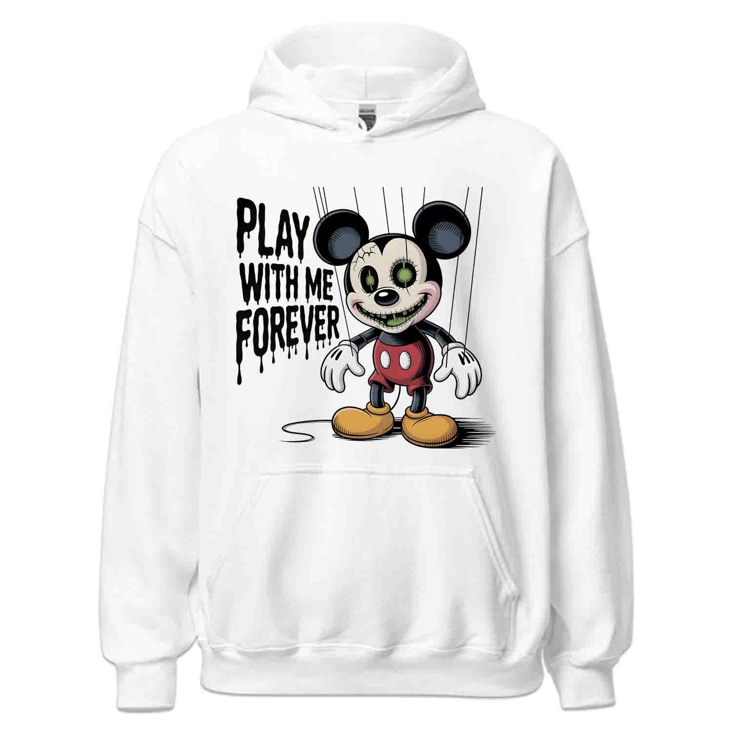 Disney Mickey Mouse Puppet Strings T-Shirt, Haunted Doll Vibes Tee, Spooky Halloween Cartoon Top | PRODUCT CODE: DNMWBEUOS