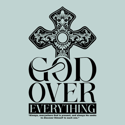 God Over Everything Christian Ornate Cross Inspirational Religious Quote | PRODUCT CODE: DOVRETHNGCSJ