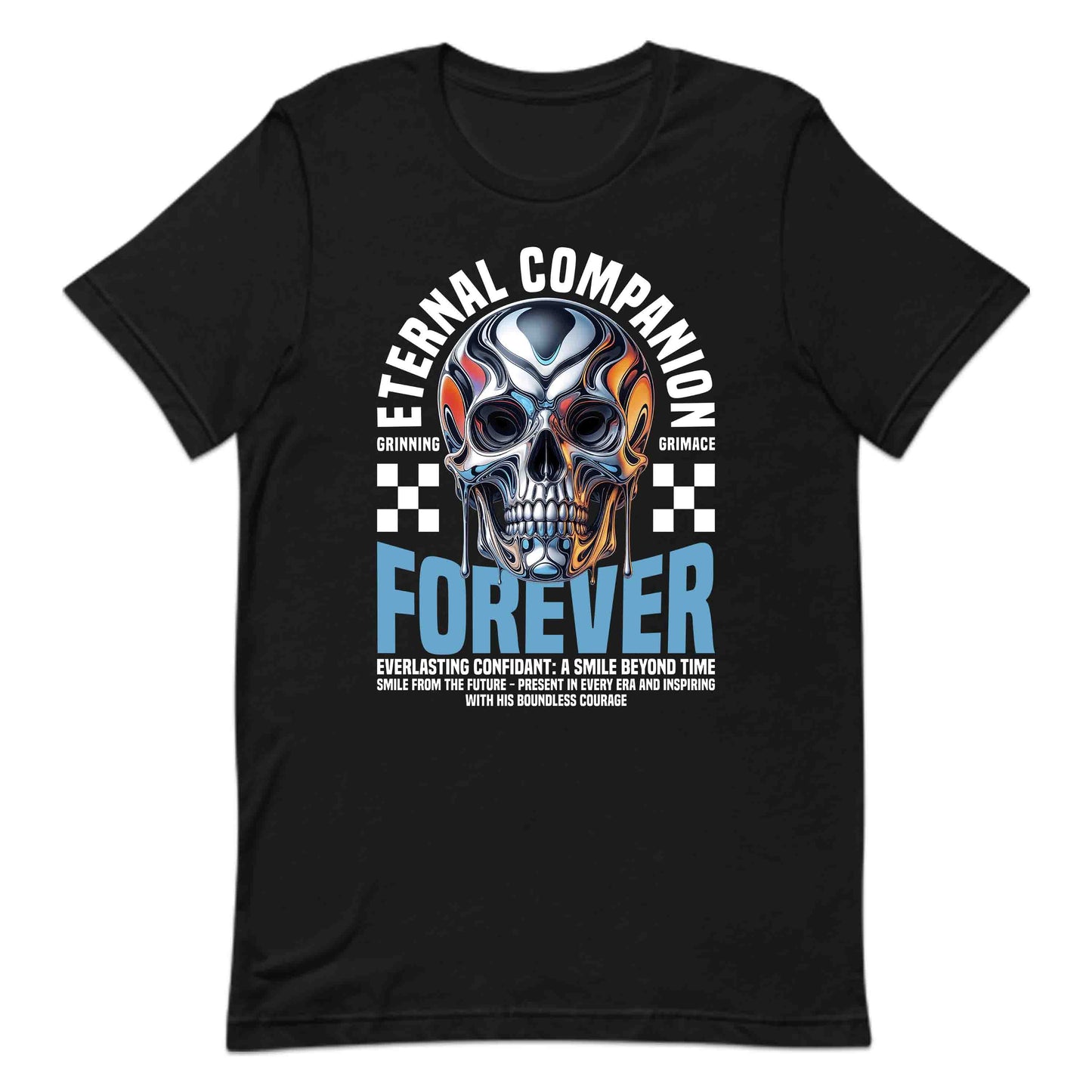 Dripping Metallic Skull Forever Grinning Skull Edgy and Futuristic Streetwear | PRODUCT CODE: DRPNGMALSETC