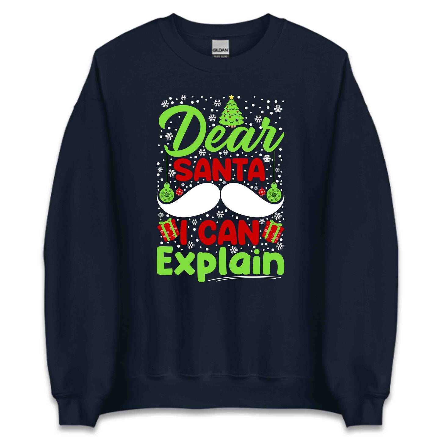 Dear Santa, I Can Explain Funny Christmas Mustache Xmas | PRODUCT CODE: DRTNSACEXPL