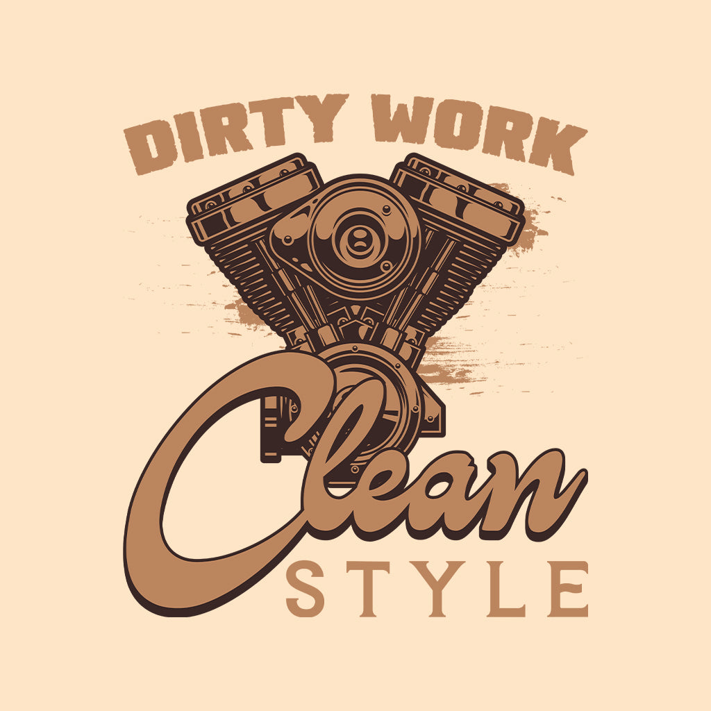 Dirty Work Clean Style Classic Mechanic Inspired Vintage Motorcycle Engine | PRODUCT CODE: DRYTWKORCLNES