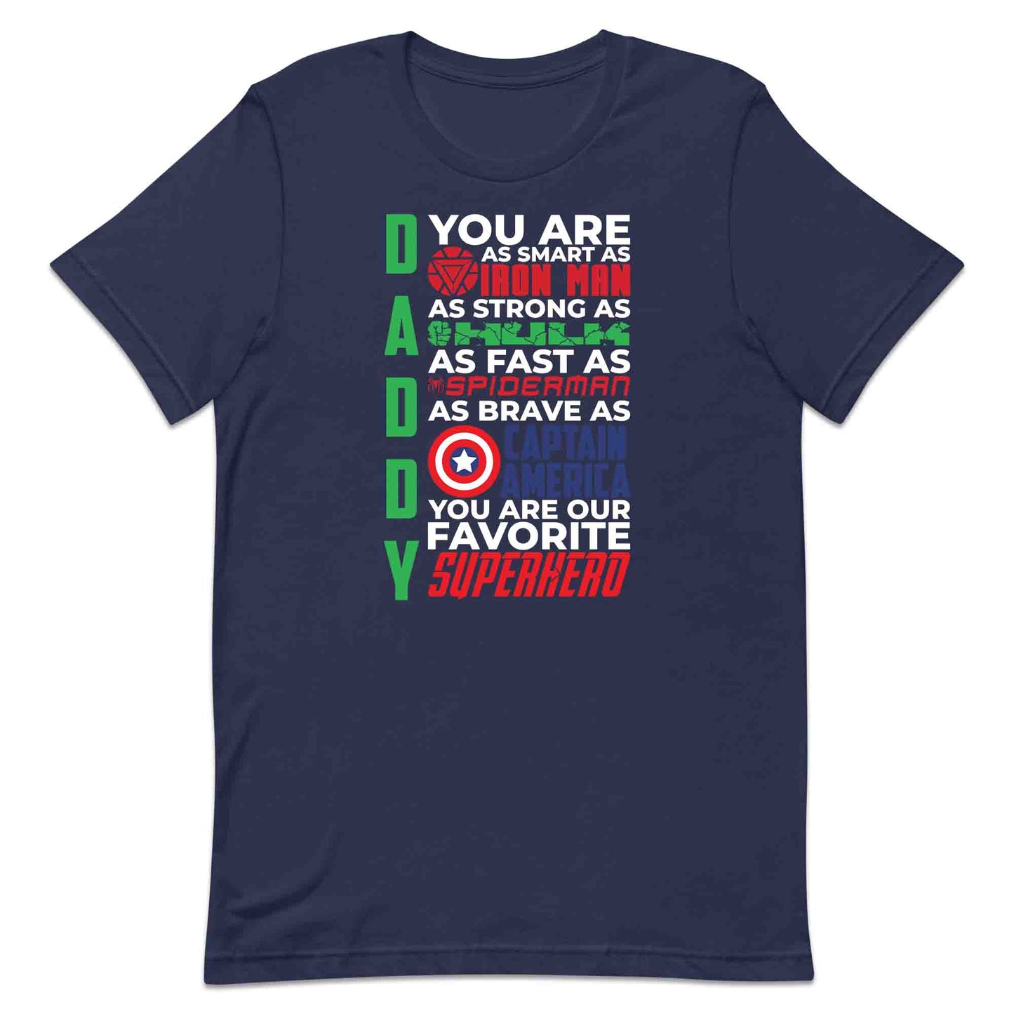 Daddy Superhero T-Shirt, Jumper & Hoodie – Marvel-Inspired Father’s Day Gift Featuring Iron Man, Hulk, Spider-Man & Captain America | PRODUCT CODE: DSBXCVTE