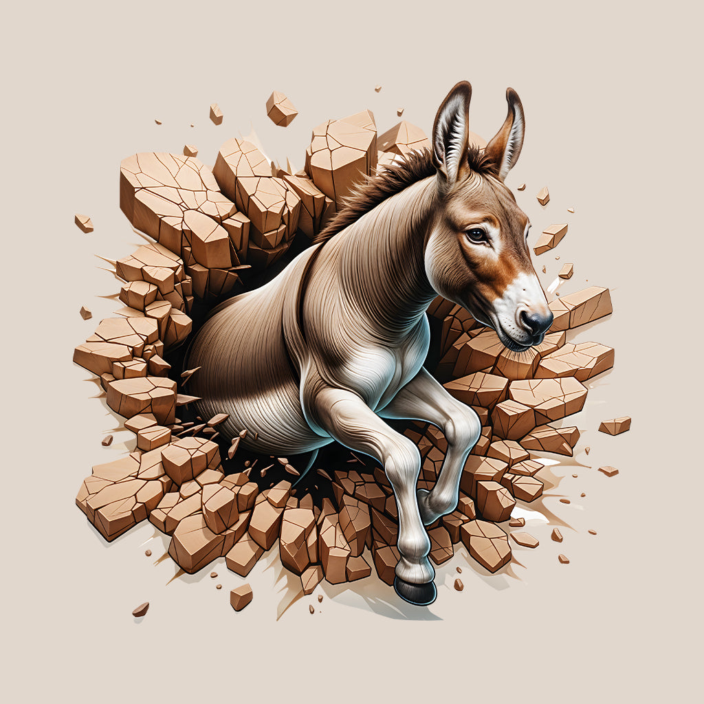 Donkey Breaking Through Wall 3D Realistic Donkey | PRODUCT CODE: DSKNYBRKLECA