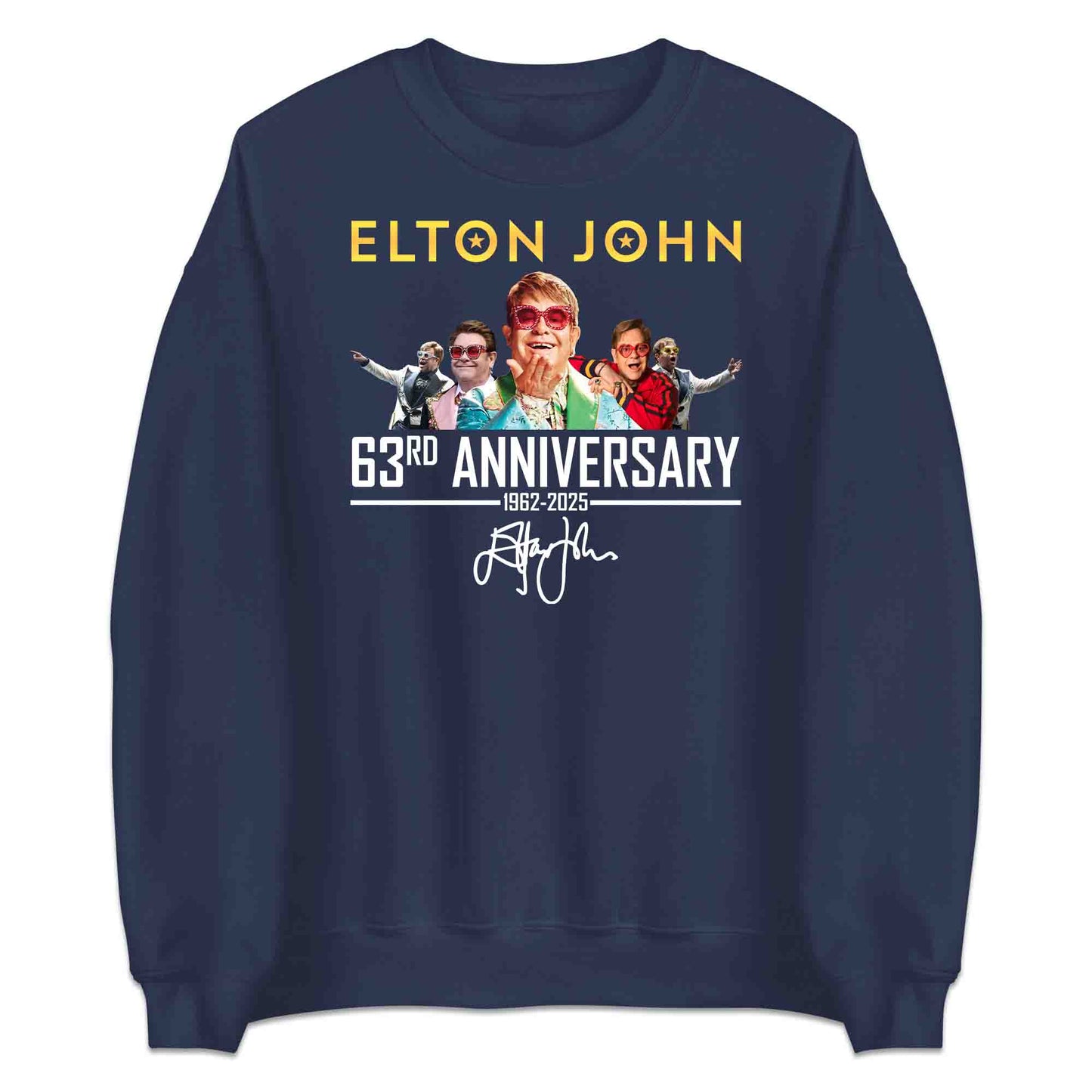 Elton John 63rd Anniversary T-Shirt, Jumper & Hoodie – Iconic Eras (1962–2025) Retro Pop Tribute with Signature Flair | PRODUCT CODE: EHJADSJL