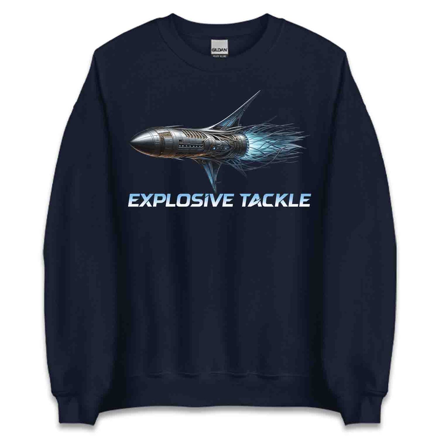 Explosive Tackle T-Shirt, Cyberpunk Rocket Sweatshirt, Sci-Fi Spacecraft Turbo Jet Hoodie | PRODUCT CODE: EHXJKAPRLVK