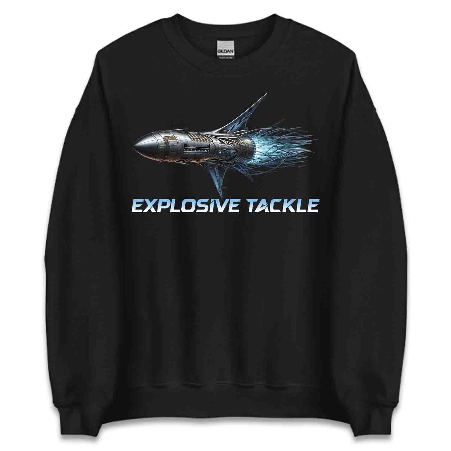 Explosive Tackle T-Shirt, Cyberpunk Rocket Sweatshirt, Sci-Fi Spacecraft Turbo Jet Hoodie | PRODUCT CODE: EHXJKAPRLVK