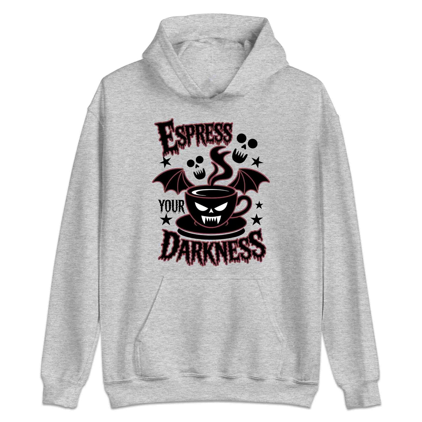 Espress Your Darkness T-Shirt, Gothic Coffee Sweatshirt, Spooky Bat Hoodie | PRODUCT CODE: ENVZCPXHR