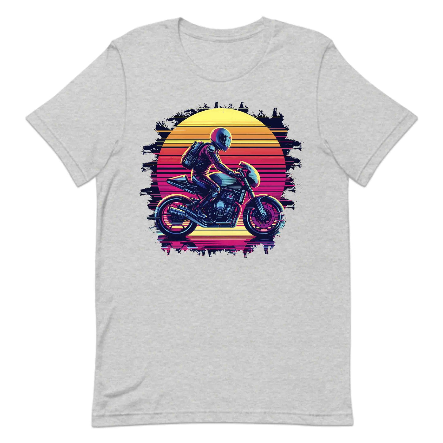 Epic Vibrant Retro Neon Sunset Motorcycle Rider Vintage Aesthetic | PRODUCT CODE: EPCBRVTBKNSUM