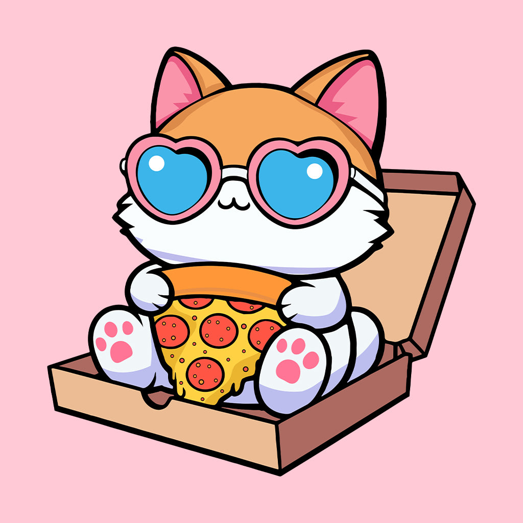 Cat Eating Pizza Funny Cat Pizza Party | PRODUCT CODE: FELINEATPZ