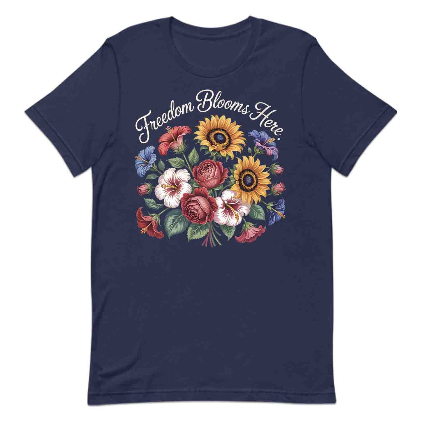 Freedom Blooms T-Shirt, Vintage Floral Sweatshirt, Patriotic Garden Hoodie | PRODUCT CODE: FJWHERMB