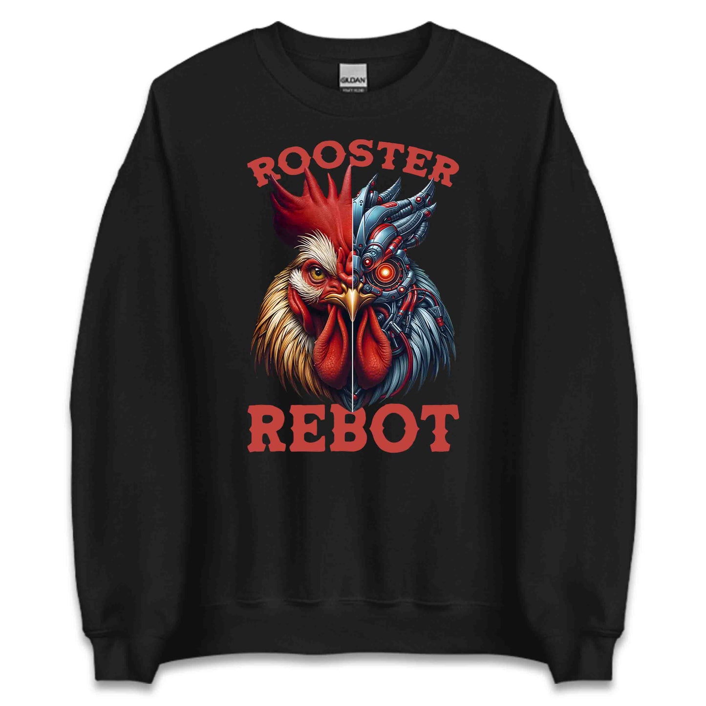 Half Cyberpunk Rooster Half Realistic Chicken Futuristic AI-Mech Bird Steampunk Cybernetic | PRODUCT CODE: FLDEHABVWICYJ
