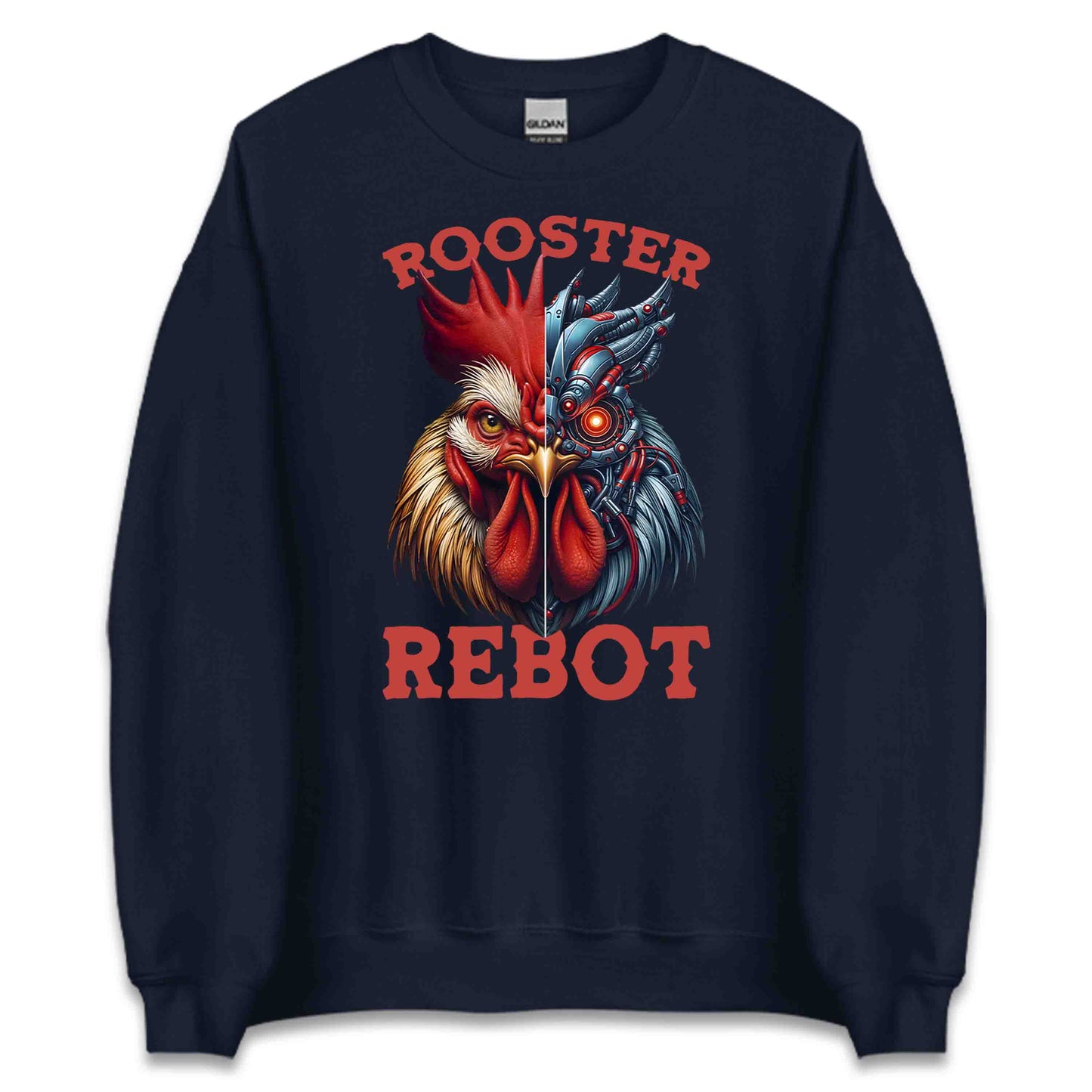 Half Cyberpunk Rooster Half Realistic Chicken Futuristic AI-Mech Bird Steampunk Cybernetic | PRODUCT CODE: FLDEHABVWICYJ
